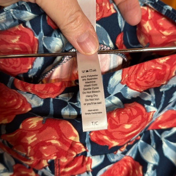 NEW Lularoe TC Tall & Curvy Blue Red Floral 4th of July Leggings Size 12-18 - Picture 4 of 5